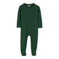 thumbnail image 1 of Emitonse Baby Boys Sleep and Play Pajamas Footed Long Sleeve Baby Pajamas With Zipper Infant Sleepers Size 3-6 Months,Dark Green, 1 of 9