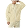 thumbnail image 1 of Emitonse Baby Coat Girls Zip Up Hoodie Sweatshirt Color Solid Zip Long Hoodie Top Boys Sleeve Up Girls Kids Boys Coat& Size 4-5 Years,Beige, 1 of 5