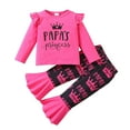 thumbnail image 1 of Emitonse Baby Girl Clothes Toddler Girl Outfit Fashion Preemie Baby Girl Clothes Romper Fall Winter Outfits Gifts for Girls Cute Bell Bottoms Pant Sets Size for 12-18 Months,Hot Pink, 1 of 6
