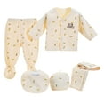 thumbnail image 1 of Emitonse Baby Girl Outfits 0-3 Months Baby Girl Newborn Clothes 5PCS Newborn Baby Boys Girls Cartoon Long Sleeve Tops+Hat+Pants +Bib Outfits Set Yellow,Size One Size, 1 of 4