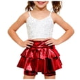 thumbnail image 1 of Emitonse Baby Girls Shorts Girls Clothes Girls Metallic Shorts Shiny Ruffle Scooter Skater Dance Waist Pants For 3 14Y Red,7-8 Years, 1 of 8