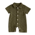 thumbnail image 1 of Emitonse Baby Rompers Baby Boys Baby Girls,Baby Boy Summer Clothes Texture Button Down Shirt Romper Jumpsuit Short Sleeve Bodysuit Green,Size 6-12 Months, 1 of 4