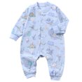 thumbnail image 1 of Emitonse Baby Rompers Cotton Baby Boys Baby Girls Baby Long Sleeved Newborn Toddler Clothes Boys Girls Baby Romper Pajamas Crawling Clothes Size 6-9 Months,Sky Blue, 1 of 7