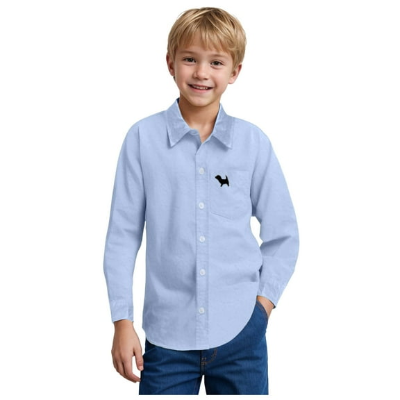 Emitonse Baby Toddler Boys Long Sleeve Button Up Shirt Kids Long Sleeve Boys Shirt Shirt Little Boys Fall Shirt Blue,Size 6-7 Years