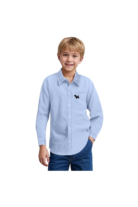 Baby Toddler Boys Long Sleeve Button Up Shirt Kids Long Sleeve Boys Shirt Shirt Little Boys Fall Shirt Blue,Size 6-7 Years