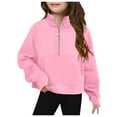 thumbnail image 1 of Emitonse Baby and Toddler Girl Hoodies Girls' Half Zip Loose Sweatshirt Long Sleeved Pullover Short Top Children's Fashion Clothing Pink,Size 9-10 Years, 1 of 6