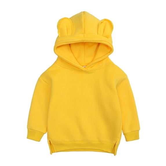 Emitonse Baby Zip Up Hoodie Toddler Infant Baby Boys Girls Cute Ear Solid Hoodie Sweatshirt Top Yellow,Size 3-4 Years