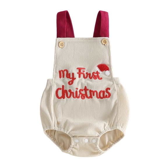 Emitonse Bodysuits For Baby Jumpsuit For Girls My First Christmas Baby Overalls Corduroy Romper Xmas Clothes | Baby First Christmas Outfit Size 6-12 Months ,Red