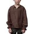 thumbnail image 1 of Emitonse Boys Athletic Shirts Baby Clothes Boy Uniform Shirts For Boys,Boys Medieval Dress Shirt For Kids Medieval Ruffled Long Sleeves Size 12-14 Years,Brown, 1 of 8