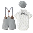 thumbnail image 1 of Emitonse Boys' Baptism Clothes,Childrens Comfortable Breathable Set Boys Simple Short Sleeved Shirt Overalls Set Grey,Size 3-6 Months, 1 of 8