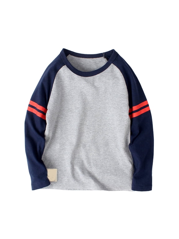 Boys Long Sleeve Shirts Boys Shirts Boys Cotton Long Sleeve Shirts Unisex Kids Soft Crewneck Tshirts Solid Casual Basic Layering Tee Size for 10-12 Years,Grey