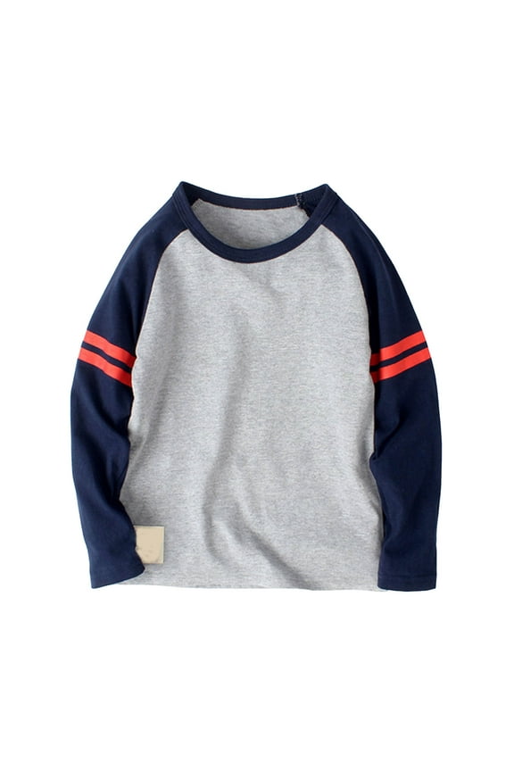 Boys Long Sleeve Shirts Boys Shirts Boys Cotton Long Sleeve Shirts Unisex Kids Soft Crewneck Tshirts Solid Casual Basic Layering Tee Size for 10-12 Years,Grey