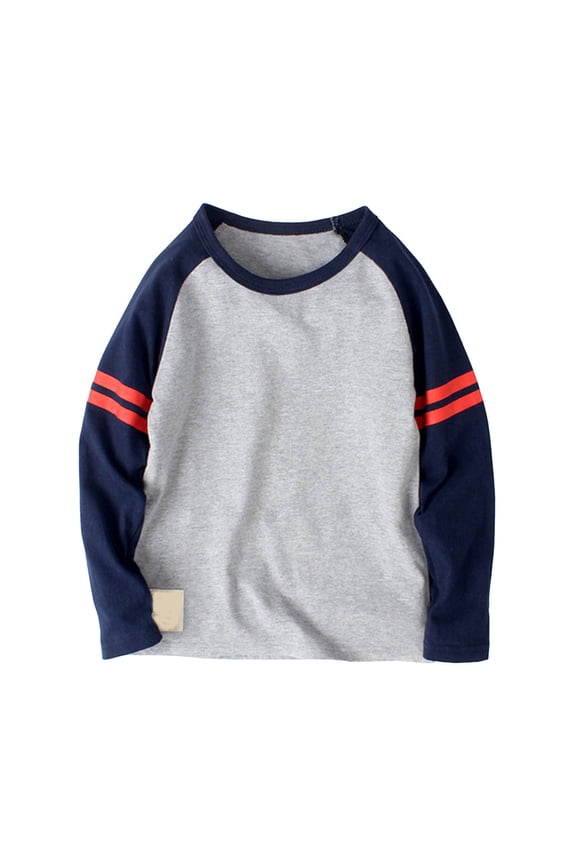 Boys Long Sleeve Shirts Boys Shirts Boys Cotton Long Sleeve Shirts Unisex Kids Soft Crewneck Tshirts Solid Casual Basic Layering Tee Size for 4-6 Years,Grey