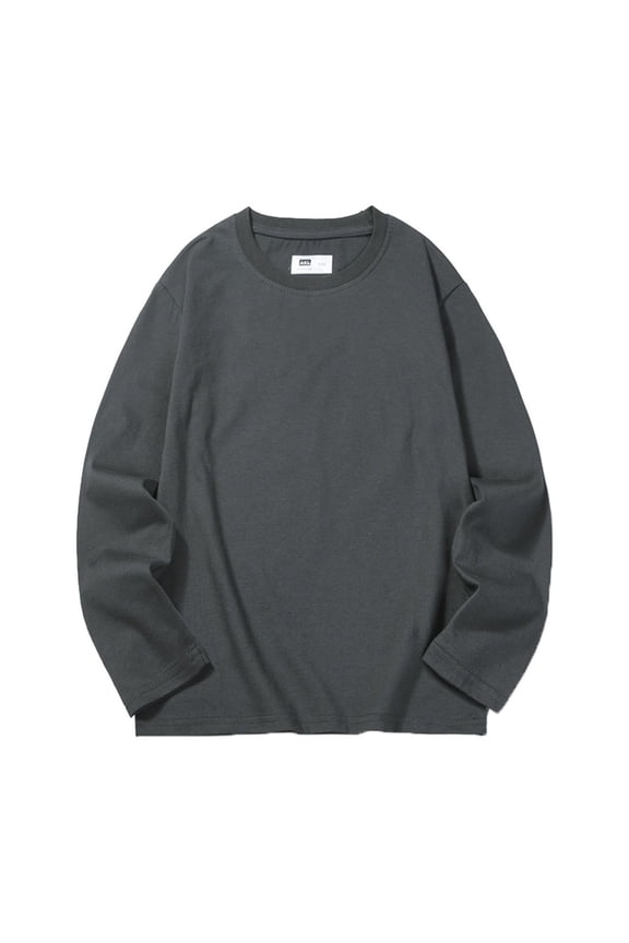 Boys Long Sleeve Shirts Boys Shirts Kids Boys T Shirts Casual Long Sleeve Color Block Tops Crewneck Loose Basic Tees Size for 6-7 Years,Dark Gray