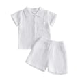 thumbnail image 1 of Emitonse Boys' Summer Sets,Childrens Comfortable Breathable Set Boys Simple Short Sleeved Two Piece Set White,Size 0-6 Months, 1 of 4