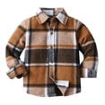thumbnail image 1 of Emitonse Boys T Shirt Kids Toddler Boys Plaid Shirt Long Sleeve Button Down Flannel Shirts Boys Long Sleeve Plaid Flannel Button Down Shirt Brown,Size 2-3 Years, 1 of 9
