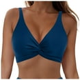 thumbnail image 1 of Emitonse Cropped Tankini Tops for Women Twist Front Swimsuit Top Cut Out Bathing Suit Tops (M ,Blue ), 1 of 9