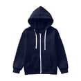 thumbnail image 1 of Emitonse Girl'S Cold Weather Sweaters & Sweatshirts Clothing For Kids Sweatshirt Color Solid Zip Jackets Long Hoodie Top Boys Sleeve Up Girls Kids Boys Coat&jacket Size 11-12 Years,Navy, 1 of 8