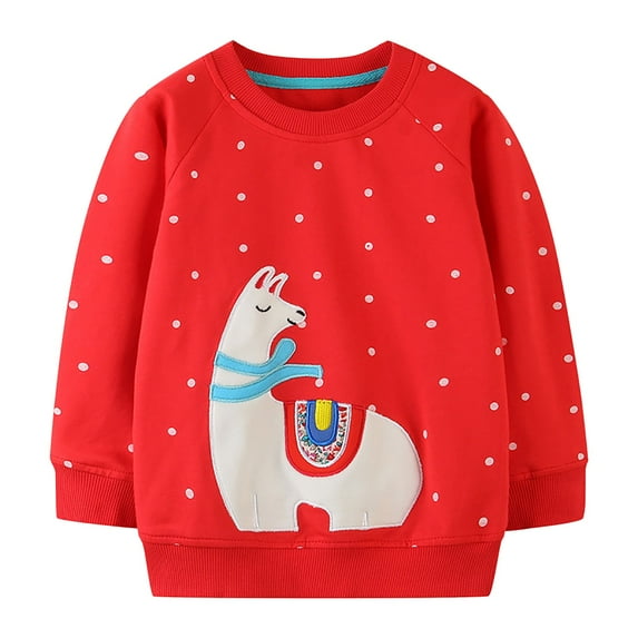 Emitonse Girls Casual Long Sleeve Sweatshirt Toddler Baby Girl Boy Sweatshirt Long Sleeve Shirt Crewneck Sweater Retro Top Fall Outfit Size for 3 Years,Red