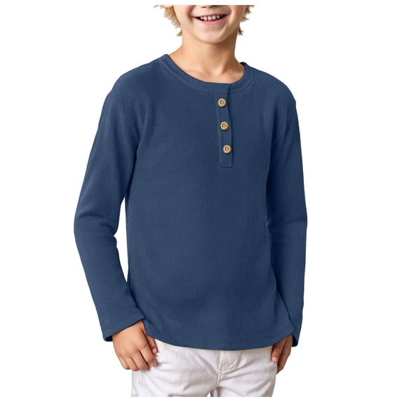 Emitonse Girls Cotton Long Sleeve T-Shirt Children's Clothing Boys Girls Long Sleeve T Shirt Top Children's Long Sleeve T Shirt Baby Base Shirt Baby Clothes Blue,Size 2-3 Years