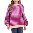 thumbnail image 1 of Emitonse Girls Oversized Sweatshirt Striped Fall Sweatshirts Crew Neck Long Sleeve Shirt Casual Loose Pullover Tops Size for 8-9 Years,Pink, 1 of 4
