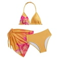 thumbnail image 1 of Emitonse Girls Three Piece Swimsuit Set,Girl's 3 Piece Bow Print Swimsuit Spaghetti Strap Crop Top Bikini Set Cute Mesh Ruched Cover Up Skirt Yellow,Size 9-10 Years, 1 of 4