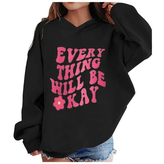 Emitonse Hoodie for Girls Crop Top Hoodie Boys Girls Solid Soft Hooded Sweatshirt Classic Oversized Hoodies Loose Pullover Sweatshirts with Pocket for Kids Size for F,Black