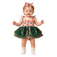 thumbnail image 1 of Emitonse Infant Girl Rompers Girls Jumpsuit Girls' Climbing Clothes Christmas Baby Party Clothes Suspender Straps Polka Dot Mesh Ha Clothing Skirt Hair 2pcs Set Size 1-3 Months,Green, 1 of 5