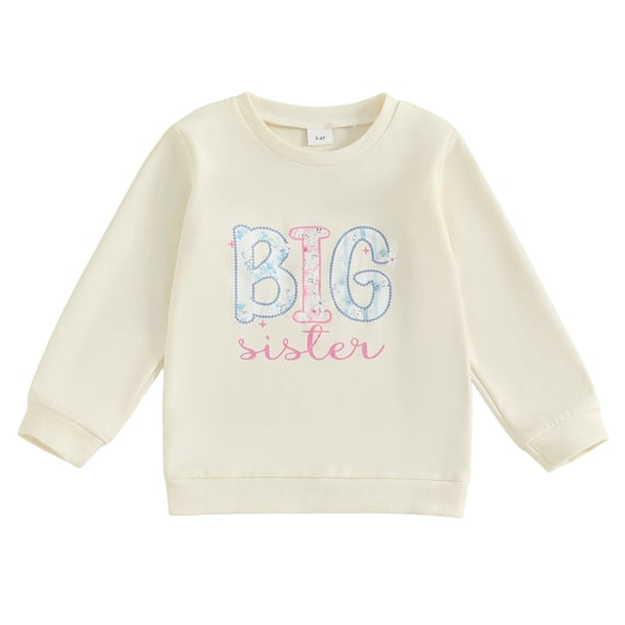 Emitonse Infant and Toddler Girl Long Sleeve T-Shirts Matching Outfit Baby Girl Long Sleeve Romper Toddler Girl Sweatshirt Pullover Top White,Size 3-4 Years