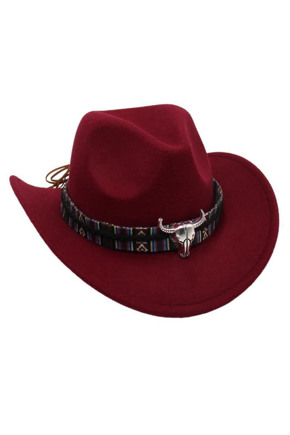 Kids Hats Boys Cowgirl Hat For Girls,Ethnic Handsome Tibetan Hat Performance Hat Head Upturned Brim Western Cowboy Hat Sun Hat Size 3-8 Years,Wine