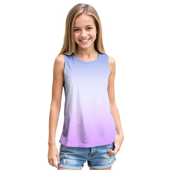 Emitonse Kids T Shirt Toddler Girls Shirts Girls Tops Comfortable Breathable Solid Color 3D Printing Sleeveless Tank Top Purple,Size 11-12 Years