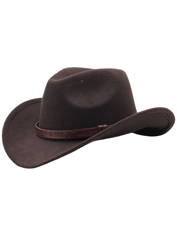 Kids Toddler Western Cowboy Hat Wide Brim Stylish Cowboy Hat Cowgirl Dress Up Hat Coffee,Size 3-8 Years