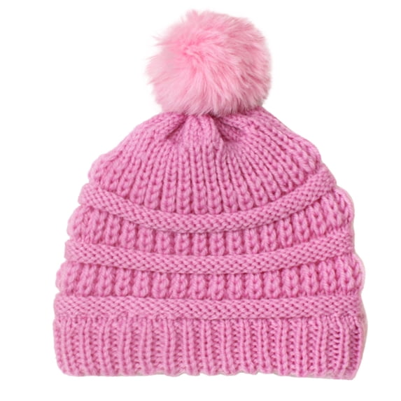 Emitonse Kids Winter Hat Toddler Toddler Infant Baby Boys Girls Knitted Cap Turban Winter Warm Hat Size One Size,Pink