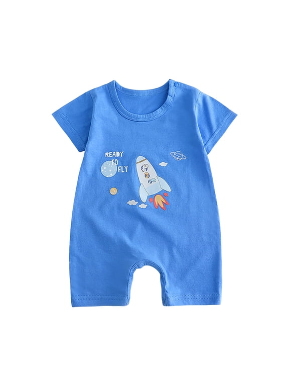 Rompers for Baby,Baby Girl Summer Outfit,Baby Bodysuits Cotton Baby Short Sleeve Baby Boys Girls Clothes Soft Newborn Infant Romper Blue,Size 6-9 Months