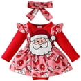 thumbnail image 1 of Emitonse Rompers for Baby Jumpsuit For Girls My First Christmas Baby Girl Outfit Newborn Christmas Romper Dress Cute Dress Infant Fall Winter Clothes Size 12-18 Months,Red, 1 of 9