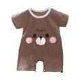 thumbnail image 1 of Emitonse Rompers for Toddler,Newborn Girl Outfits,Newborn Baby Short Sleeve Bodysuit Cotton One-Piece Baby Clothes Coffee,Size 6-9 Months, 1 of 5