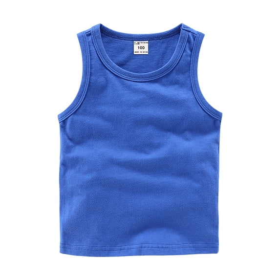 Emitonse Shirts for Girls,Toddler Kids Baby Girls Boys Long Sleeve Shirts,Girls Tops Vest Comfortable Soft Breathable Solid Color Casual Short Sleeve Vest,Size 5-6 Years,Blue