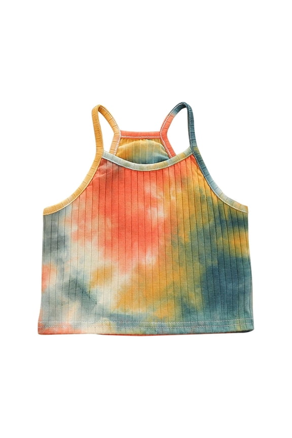 Summer Toddler Girl Clothes V Neck T Shirts Girls Grogu Girls Gradient Rhinestone Character Graphic Tank Top Orange,Size 6-7 Years