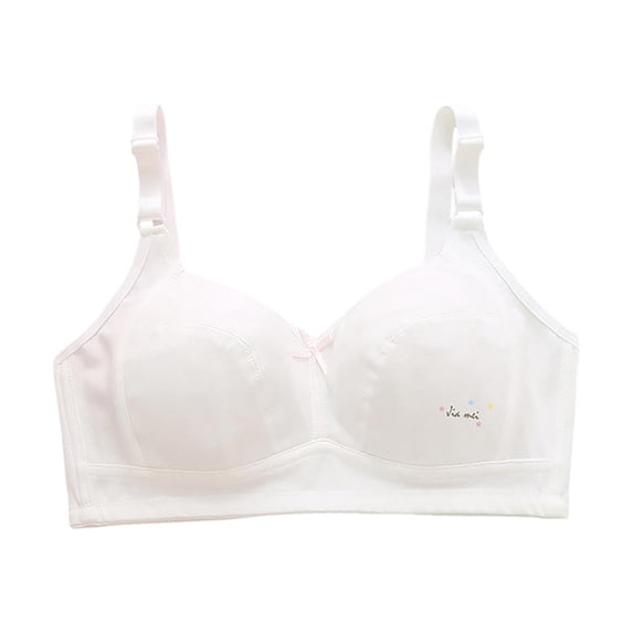 Emitonse Teen Girls Seamless Sports Bra Tagless No Show Training Bra with Removable Padding Bras for Teens White,Size 9-10 Years