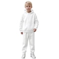 thumbnail image 1 of Emitonse Toddler Baby Boy Fall Winter Outfits Children Solid Color Hooded Sweatshirt and Trousers Set Casual Long Sleeve Two Piece Size 3-4 Years,White, 1 of 9