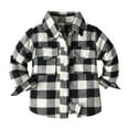 thumbnail image 1 of Emitonse Toddler Baby Boy Girl Plaid Top Button Down Flannel Shirts Toddle Baby Boy Fall Shirts Solid Color Half Button-up Round Neck Long Sleeve Waffle Tops Casual Clothes Size for 3-6 Months,Black, 1 of 9