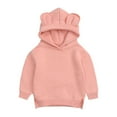 thumbnail image 1 of Emitonse Toddler Baby Girl Boy Knit Sweater Hooded Toddler Infant Baby Boys Girls Cute Ear Solid Hoodie Sweatshirt Top Pink,Size 12-24 Months, 1 of 3
