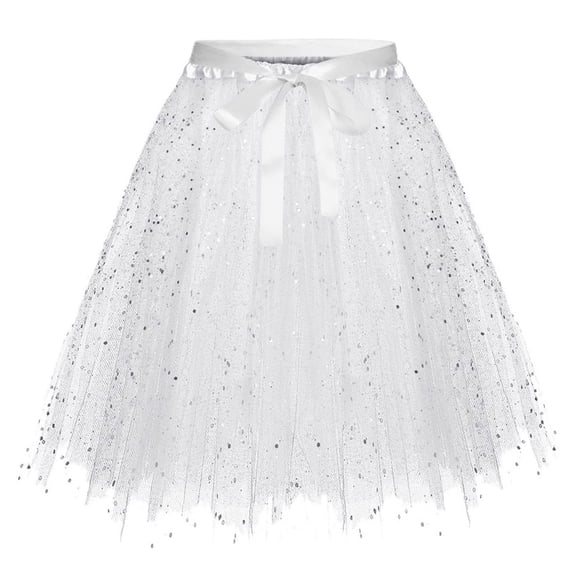 Emitonse Toddler Baby Girls Pleated Skirt Girls Fashion Clothes Girls Tutu Skirt Tulle Ballet Skirt 3 Tutu For Toddler Baby Kids White,2-10 Years