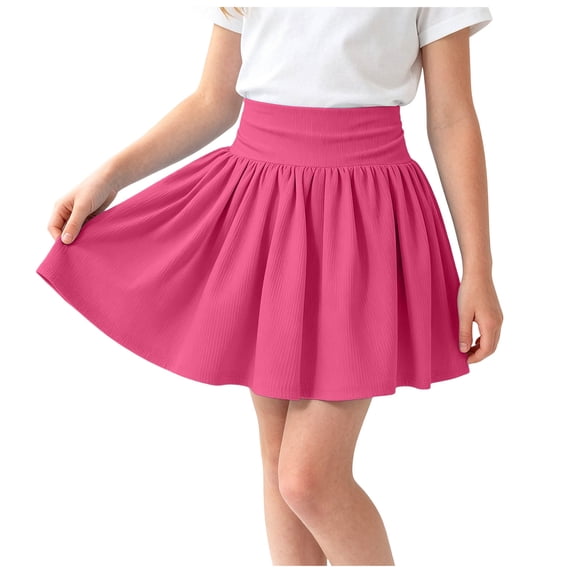 Emitonse Toddler Baby Girls Soft Tutu Skirt Girls Fashion Clothes Girls Comfortable Breathable Summer Skirt Casual Color Sports High Waisted Tennis Yoga Skirt Hot Pink,7-8 Years