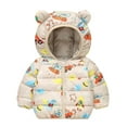 thumbnail image 1 of Emitonse Toddler Boy Warm Winter Coat Girls' Outerwear Jackets Coats Boys Winter Coats with Hood Toddler Boys' Outerwear Winter Puffer Fleece Lined Jackets Coats for Kids Size for 2-3 Years,Beige, 1 of 2