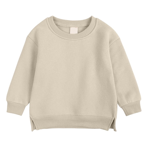Emitonse Toddler Boys Girls Long Sleeve T-Shirt Girls/Boys/Kids Long Sleeve T Shirts Crewneck Basic Long Sleeve Tee Shirts Khaki,Size 12-24 Months