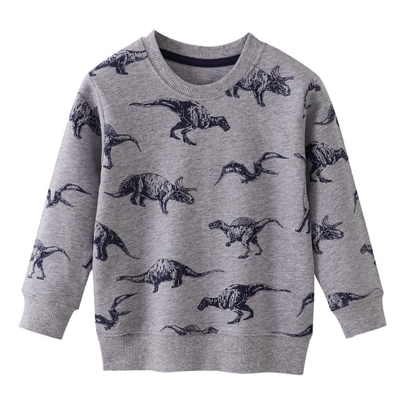 Emitonse Toddler Boys Long Sleeve Crewneck T Shirt Kids Toddler Baby Girls Boys Fall Winter Warm Print Long Sleeve Tops Clothes Grey,Size 12-18 Months
