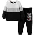 thumbnail image 1 of Emitonse Toddler Boys Outfit Sets Soft Kids Fall Clothes Boys Simple Print 2 Piece Set Long Sleeve Sweatshirt and Pants Casual Warm Outfit Size 2-3 Years,Light Gray, 1 of 3
