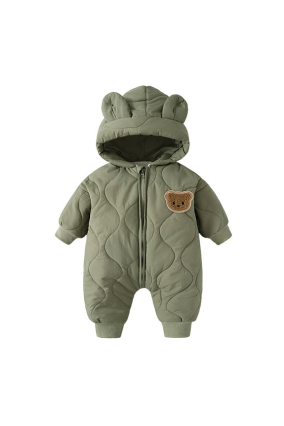 Toddler Boys Snowsuit Girls' Outerwear Jackets & Coats Boys Bodysuits Soft Infant Jumpsuit Cozy Infantwear Snowsuit Ideal for Outdoors For Boys Size for 0-3 Months,Green