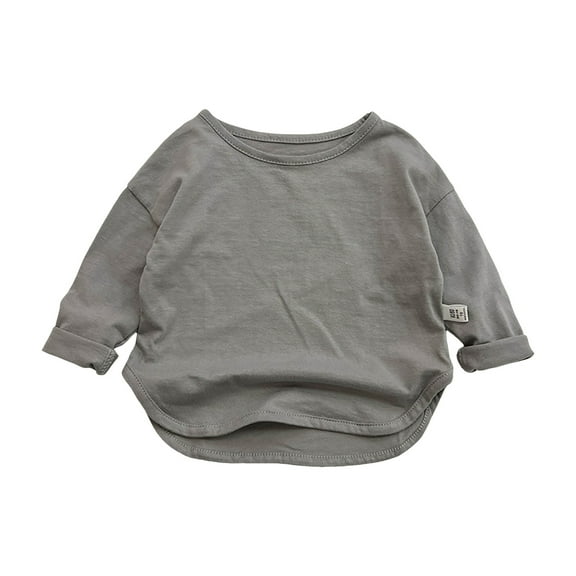 Emitonse Toddler Girl Long Sleeve Shirt Toddler Kids Baby Girls Casual Blouse Tops Toddler Girl's T-Shirt Lightweight Long Sleeve T Shirt Casual Sports Tee Shirt Size for 12-18 Months,Dark Gray